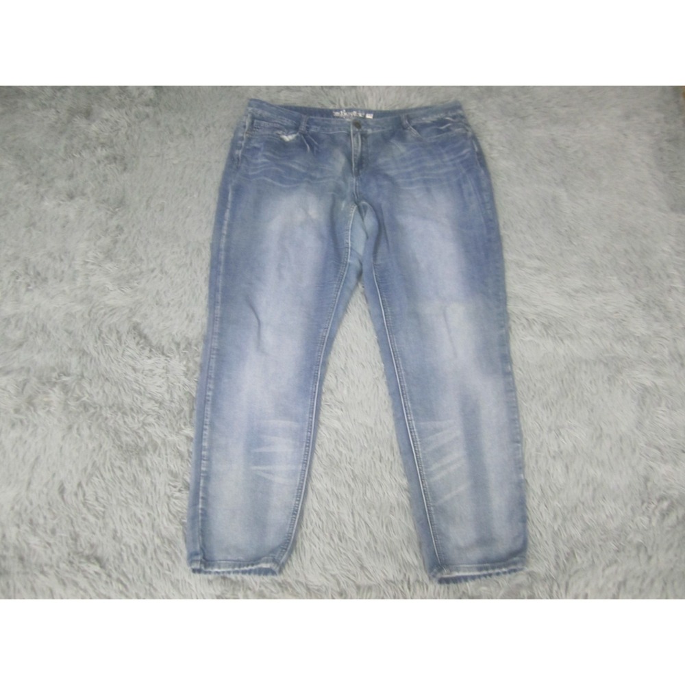 Revolt Jeans Womens 18 Blue Denim Tapered Leg Whiskered Detail Stretch